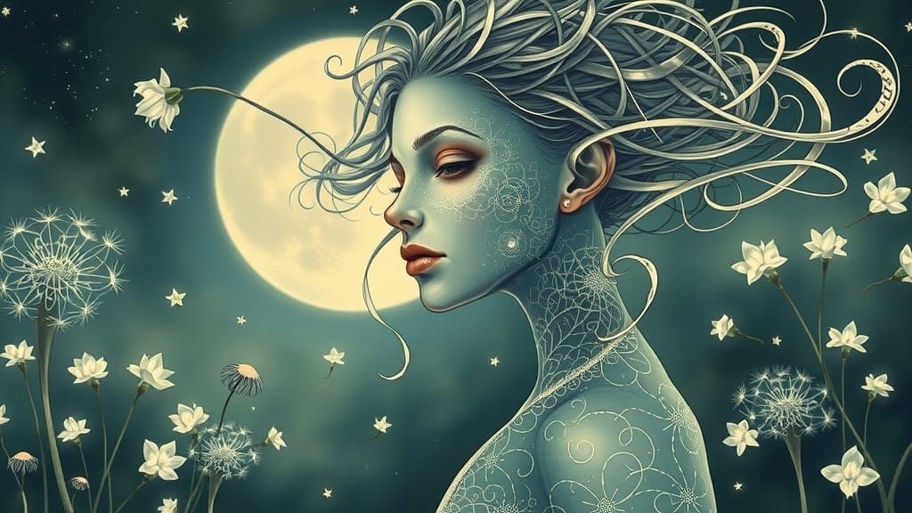 Ethereal Spirit Woman in Kusama-Inspired Impasto