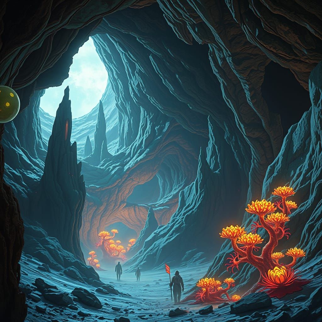 Alien Cave Illuminated by Otherworldly Glow