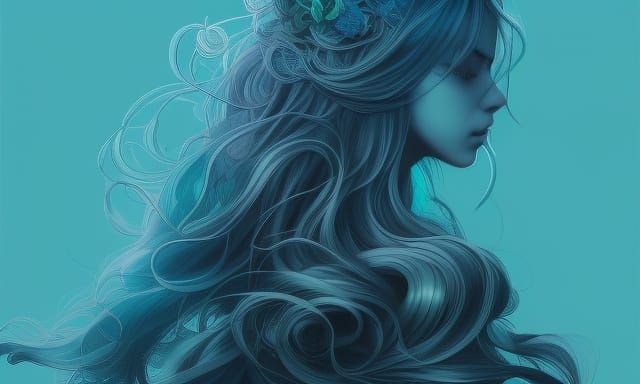 Elegant Portrait of a Girl in Digital Illustration Style