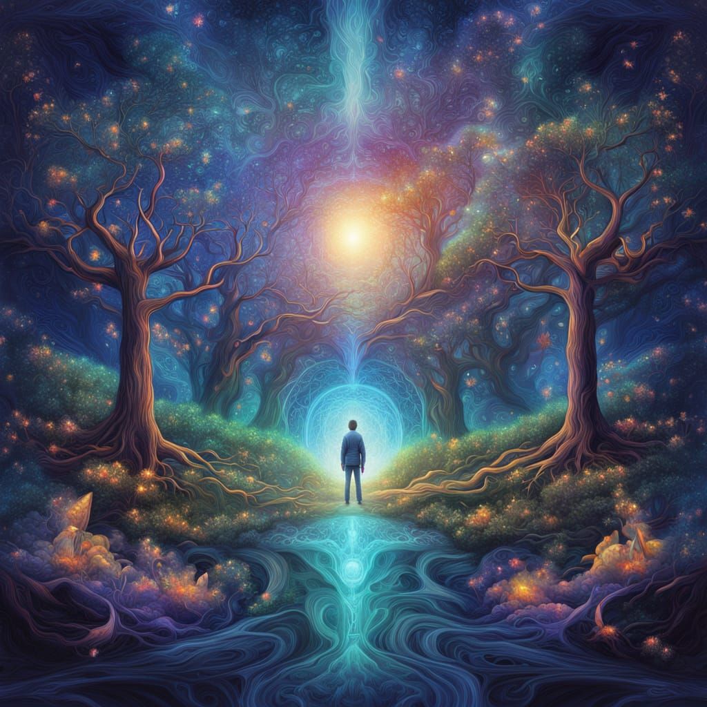 Ethereal Cosmic Vortex in Vibrant Holographic Style