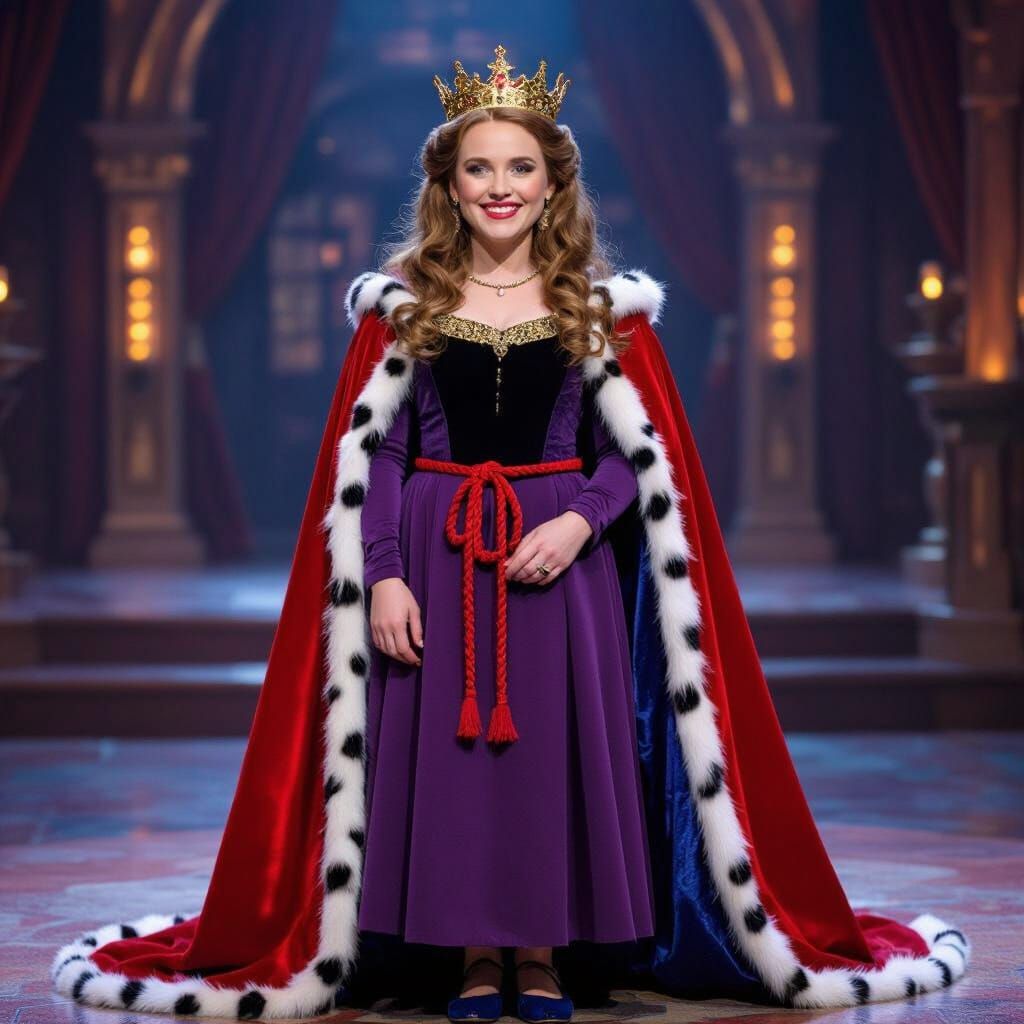 Miss Honey in Regal Attire on Chat Show Set