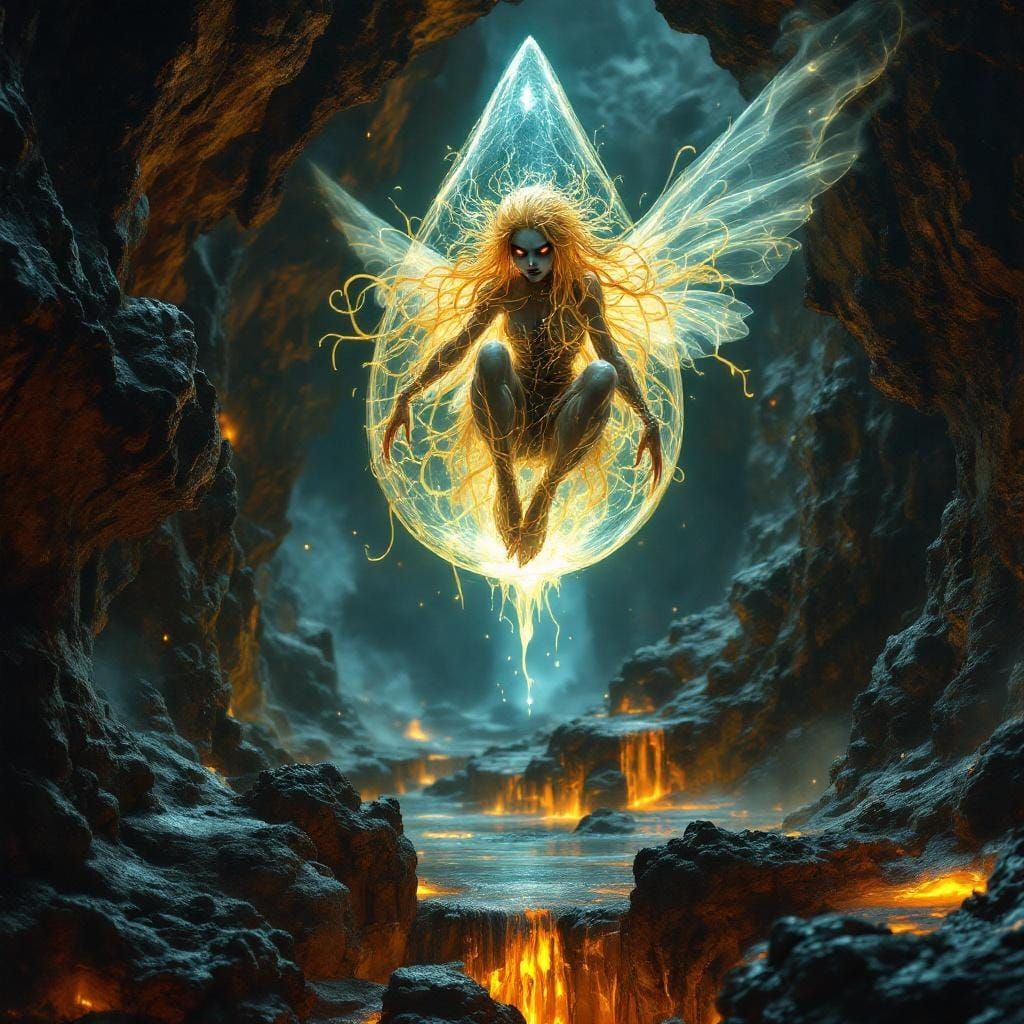 Gothic Fairy in Amber: Surreal Dreamscape