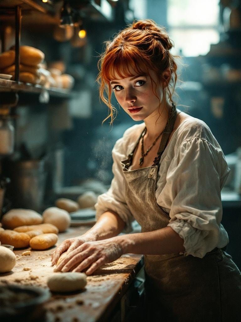 Redhead Baker Kneading Dough: Intimate Grime