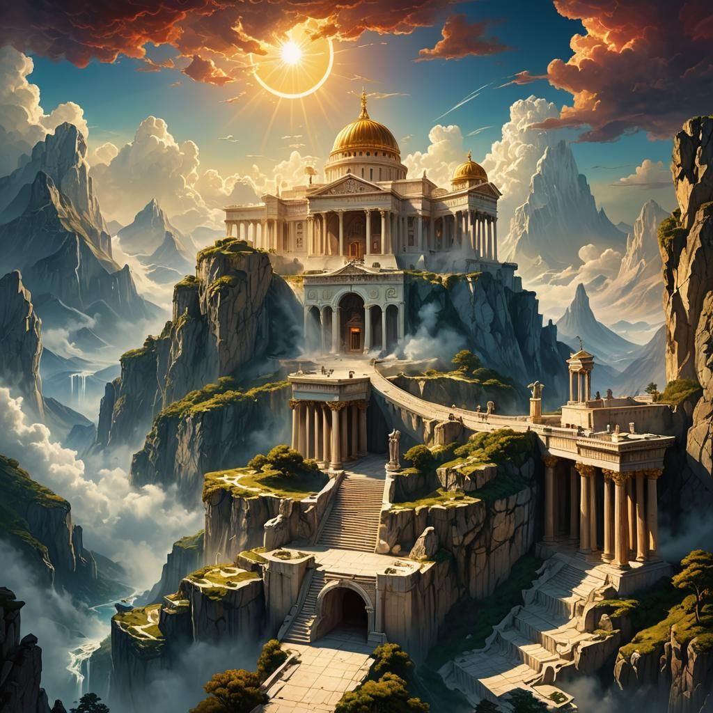 Mount Olympus Palace in Surrealist Style