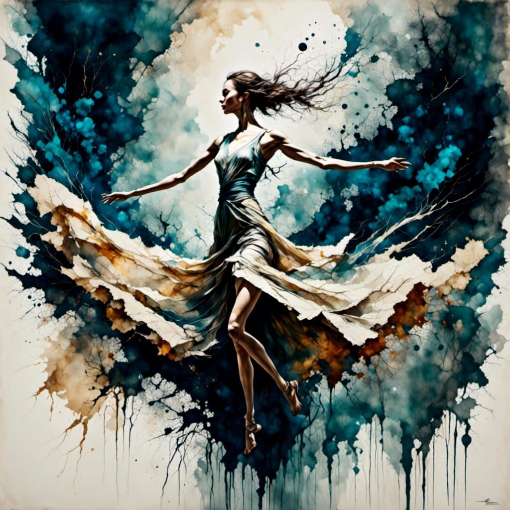 Woman in Cream Dress in Crazy Dance Scene