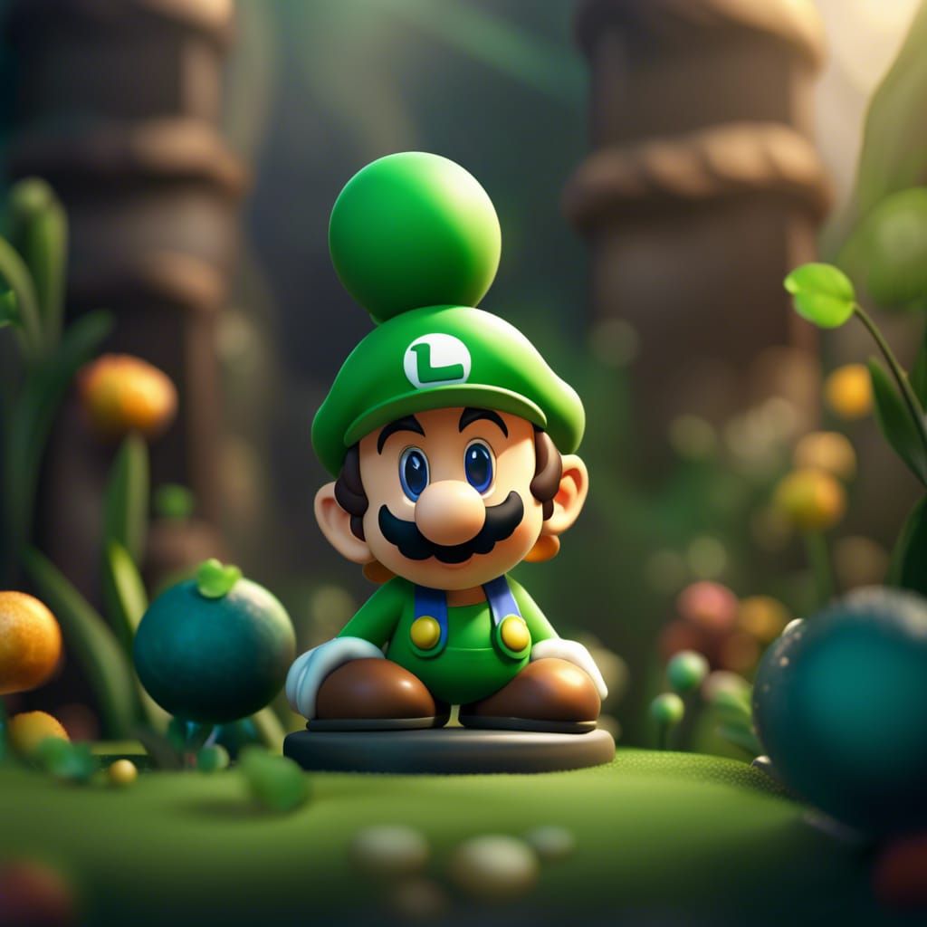 Cute Luigi Figurine in Detailed Matte Painting