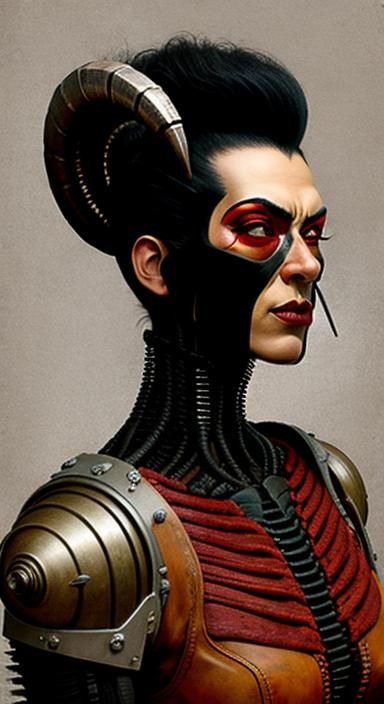 Xenomorphic Vitruvian Man in Dieselpunk Style