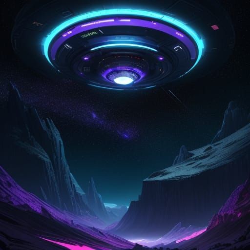 Vibrant Spaceships Drift through the Galaxy in a Futuristic ...