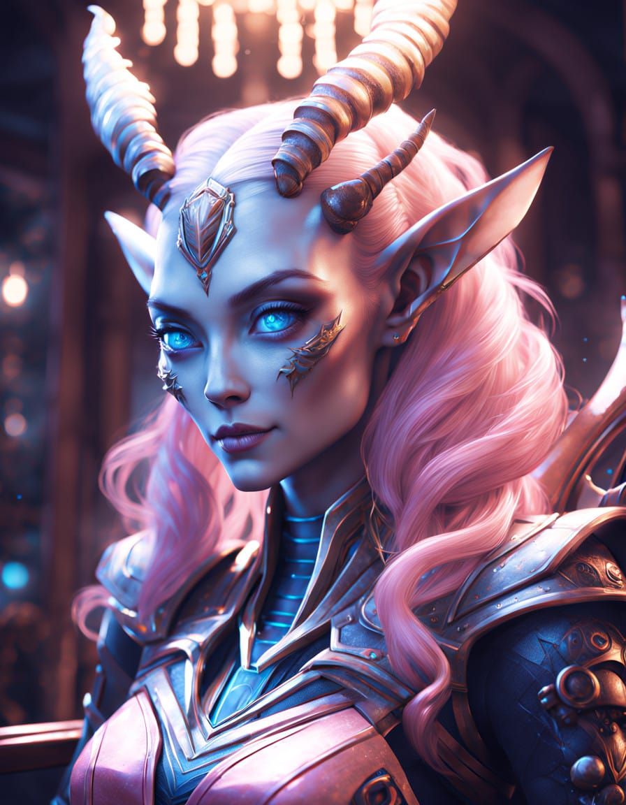 Alien Women Share Intimate Moment in Elegant Restaurant