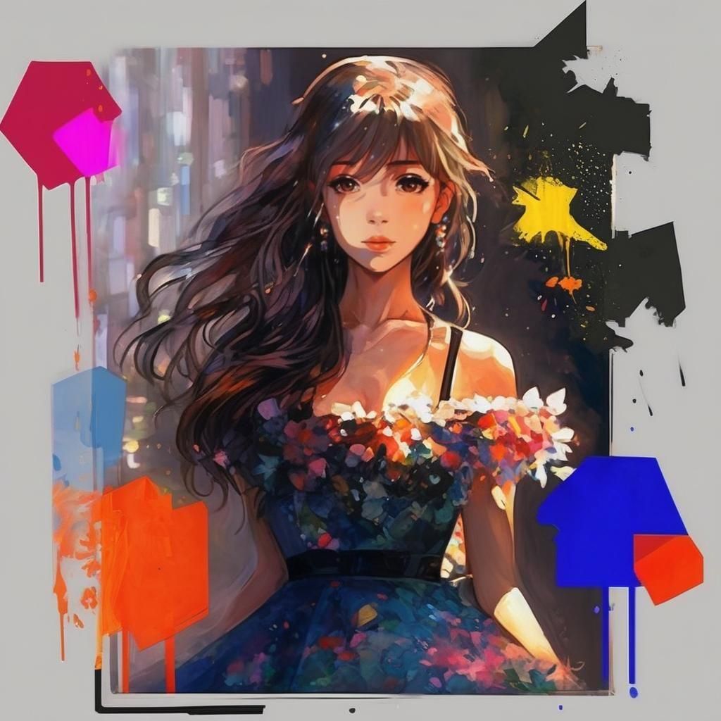 Anime Crystal Girl with Lightning Dress