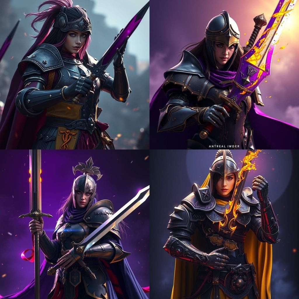 Dark Fantasy Maid of Honor in Cyberpunk Armor