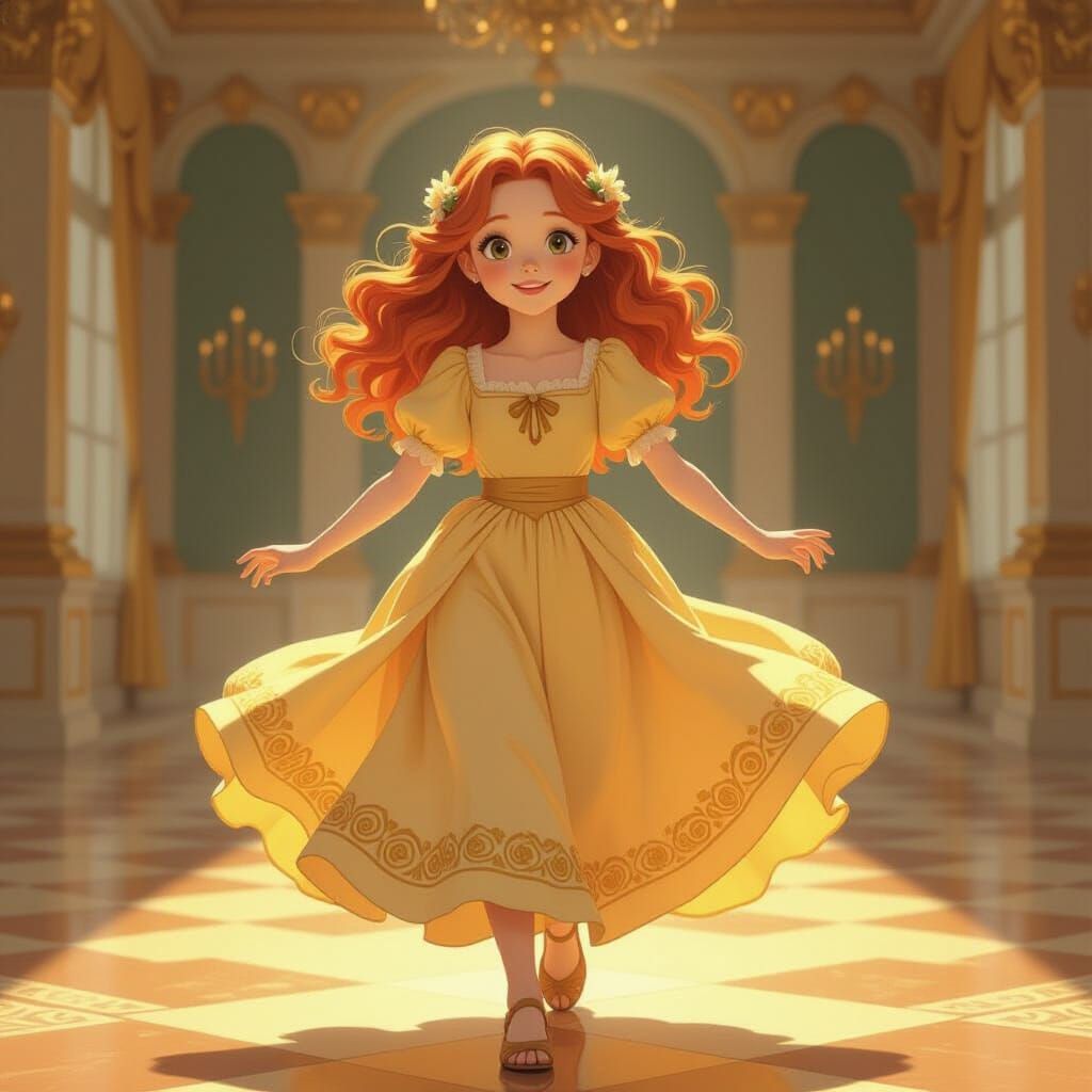 Girl Dancing in Ballroom, Inspired by Art Nouveau