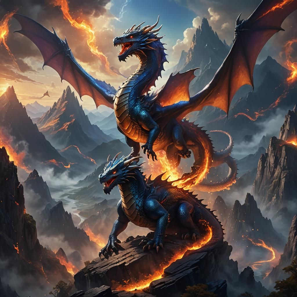 Mystical Dragon Soaring Through Fantasy Realm