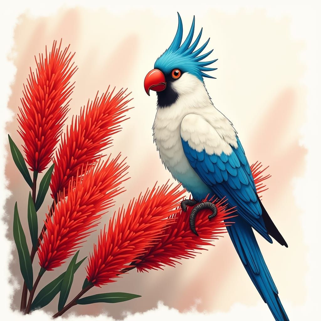 Rosellas and Bottlebrush: Vibrant Watercolor Manga Illustrat...
