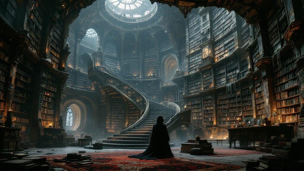 Surreal Library of Forgotten Artifacts in Dreamlike Quality