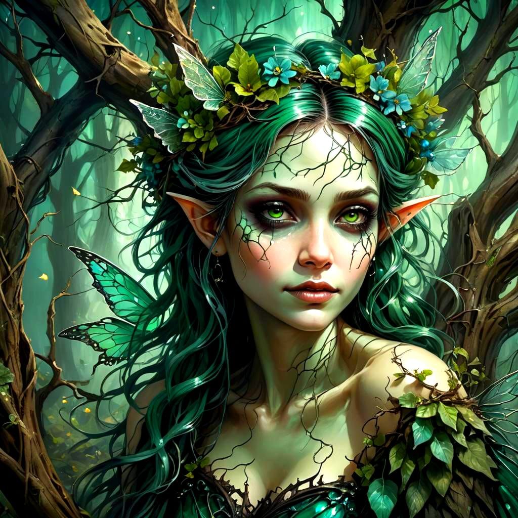 Dark Gothic Fairy with Mischievous Gaze