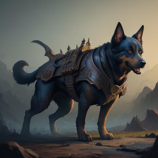 Detailed Matte Painting of a Dog in Fantasy Style