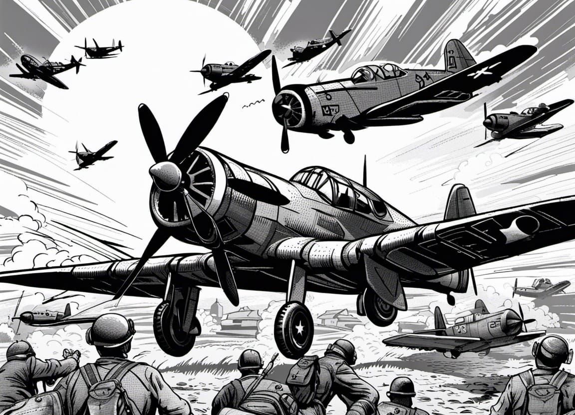 WWII Warplane in Comic Book Style