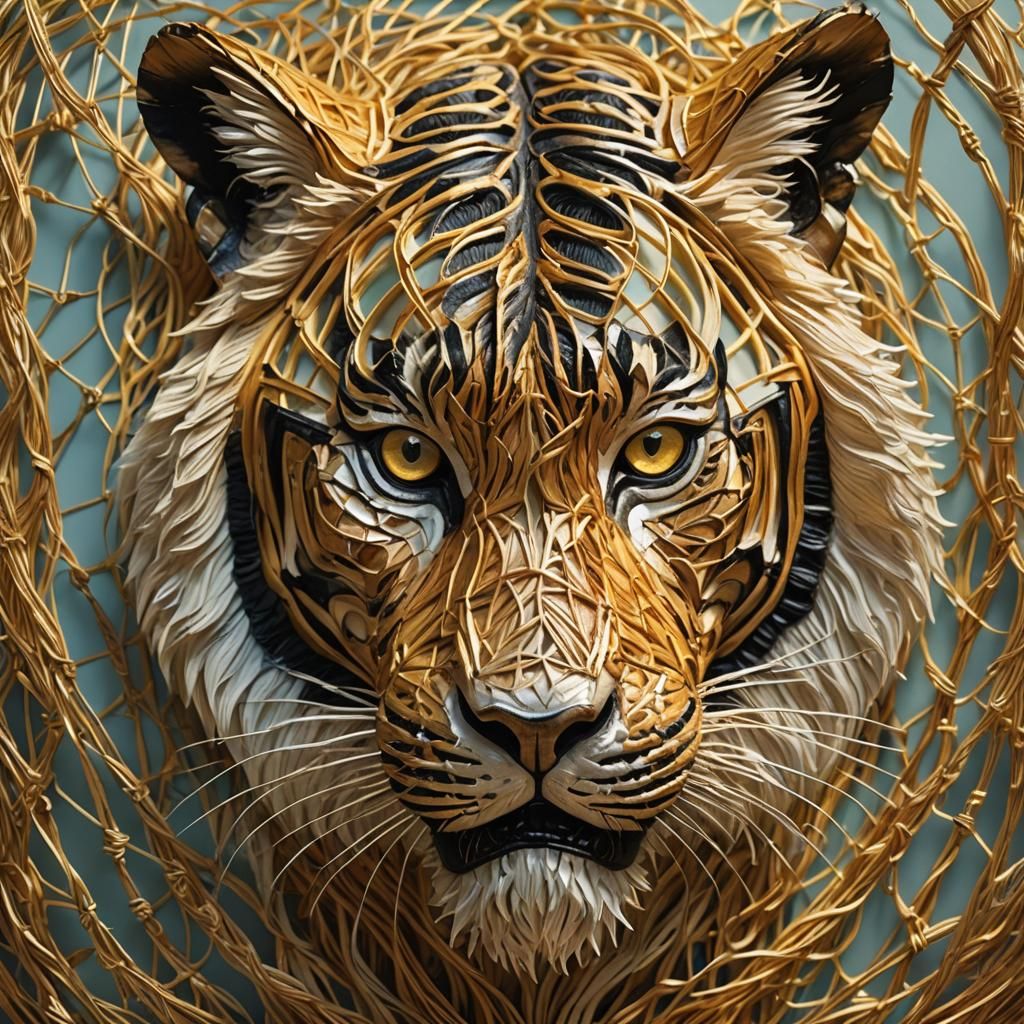 Surreal Tiger Sculpture in Macro Photography Style