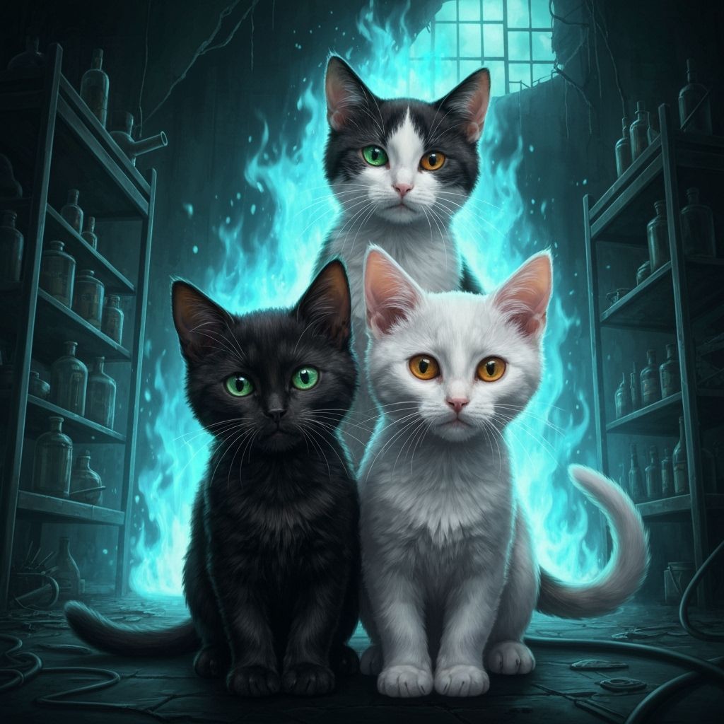 Kittens in Burning Lab, Sci-Fi Digital Art
