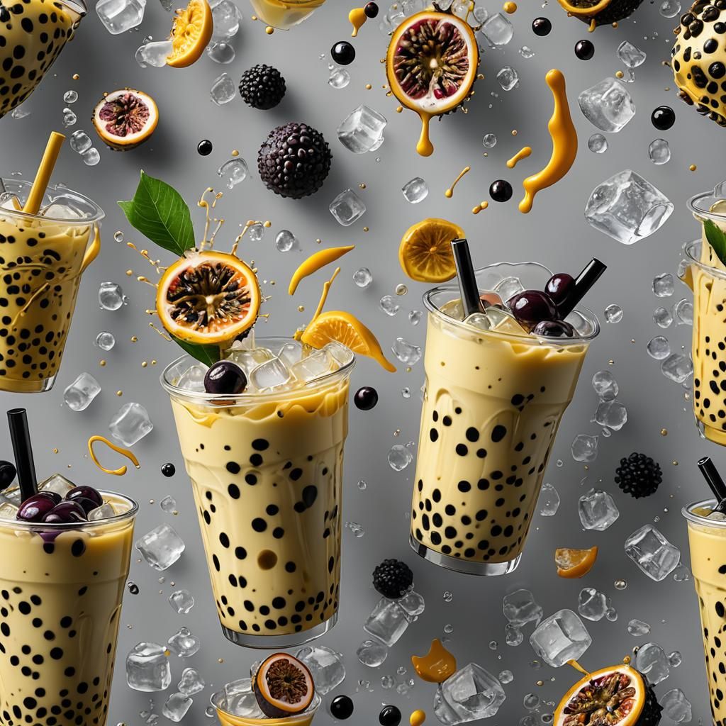 Passion Fruit Boba Tea Digital Painting