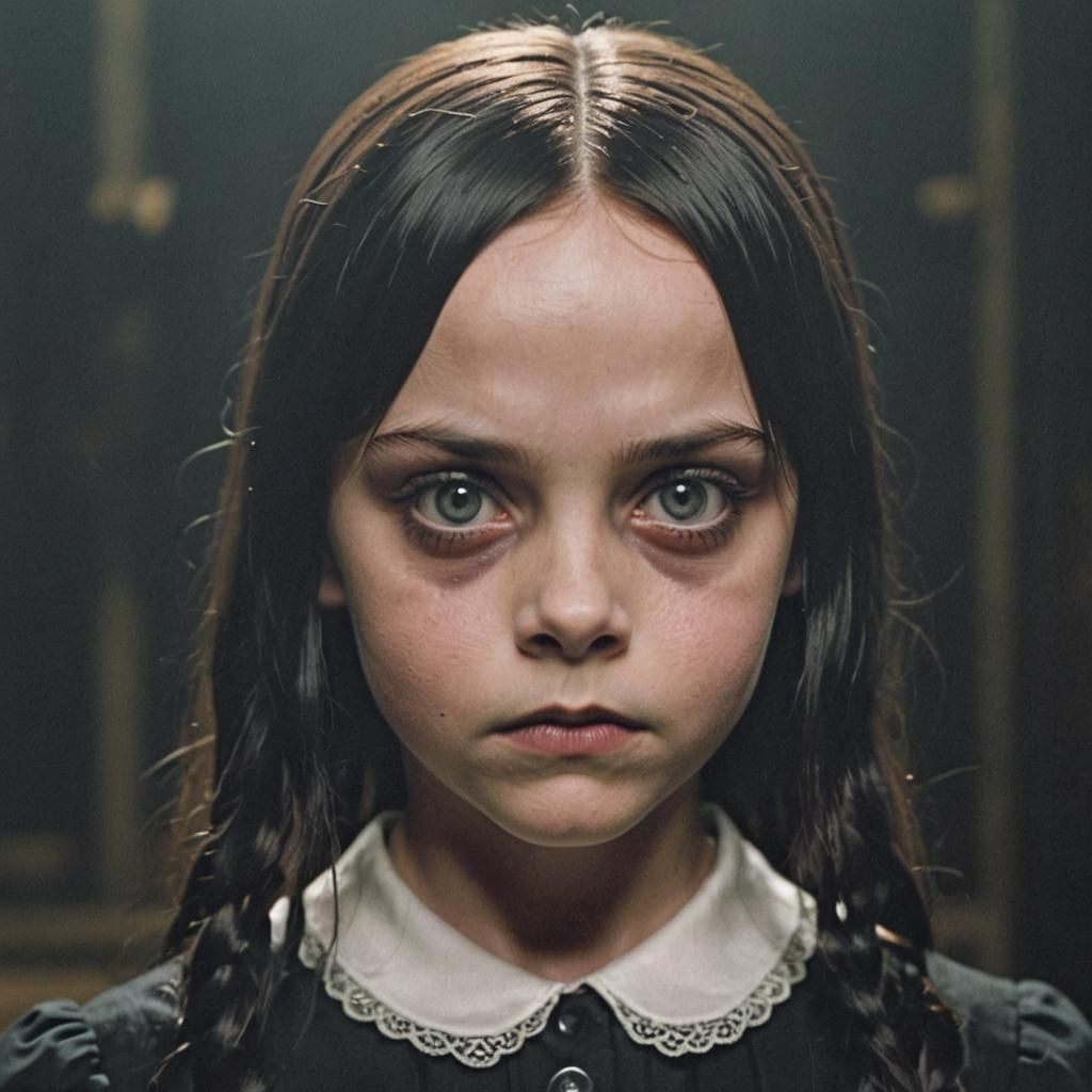 Wednesday Addams Close-Up: Dark Gothic Portrait