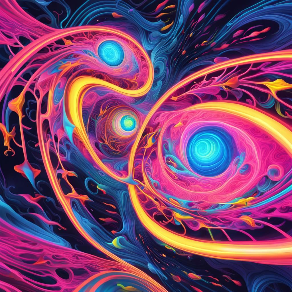 Vibrant Alien Radiating Psychedelic Colors: Digital Art