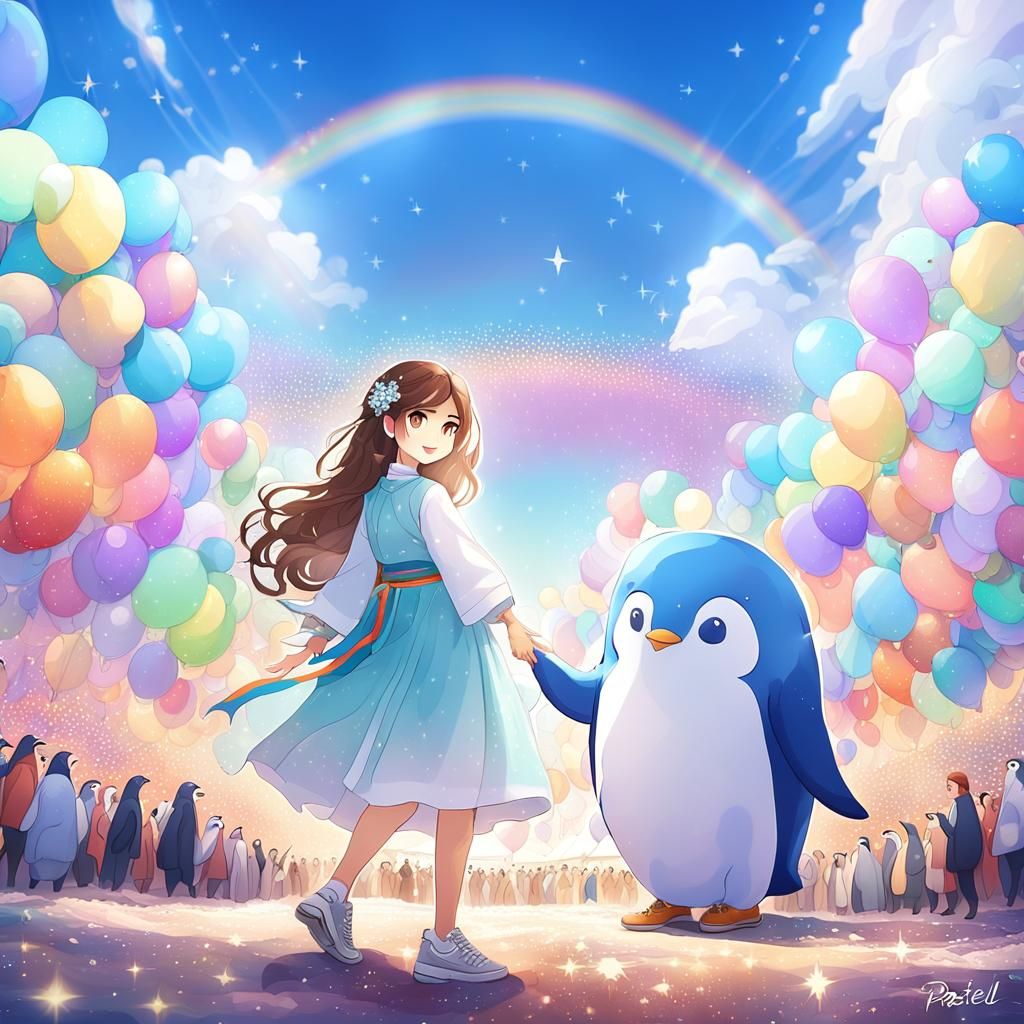 Korean Girl and Penguin at Fantasy Festival