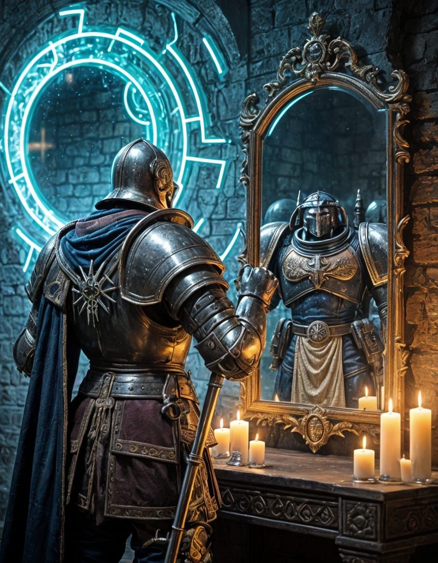 Knight and Space Marine by Temporal Mirror