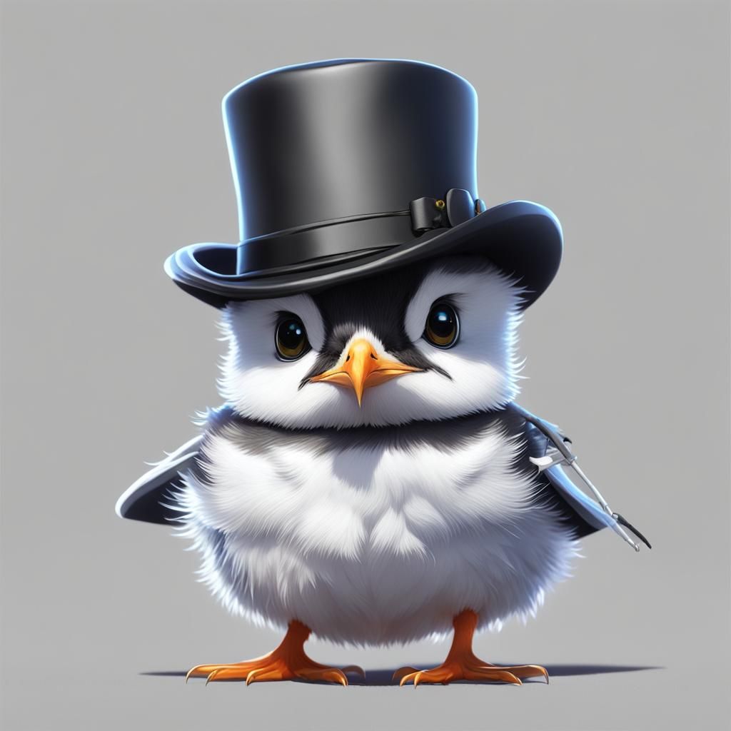 Tern Chick in Top Hat: 3D Anime Art
