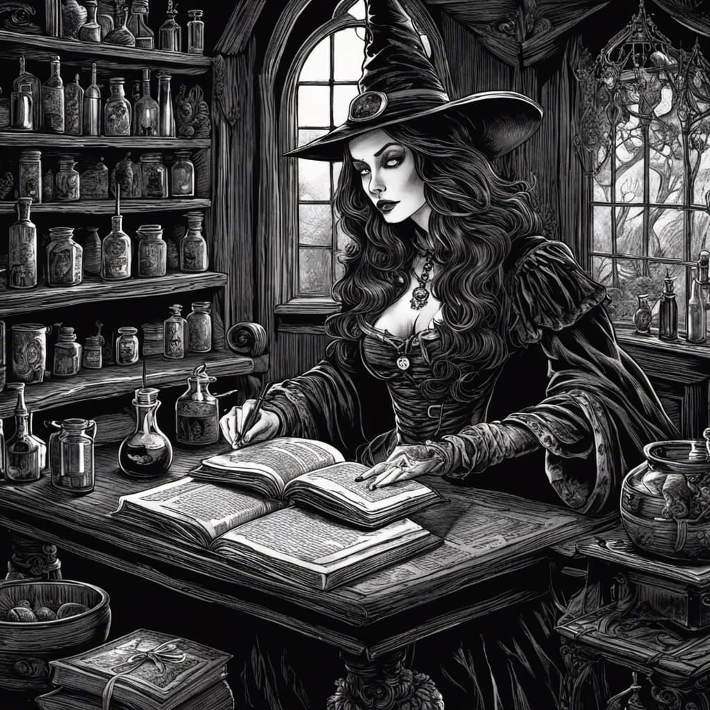 Witch Ink Drawing