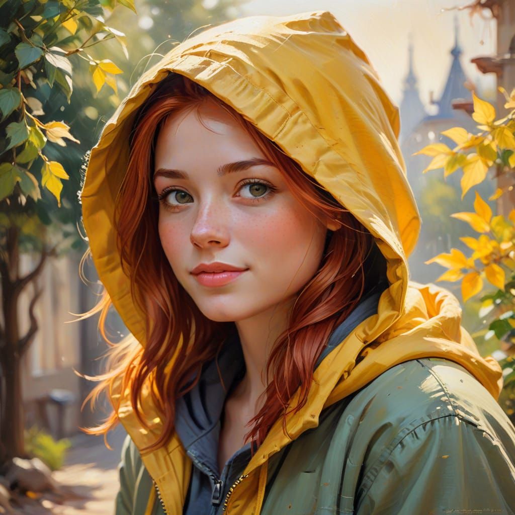 Youthful Figure with Red Hair in Impressionist Oil Painting