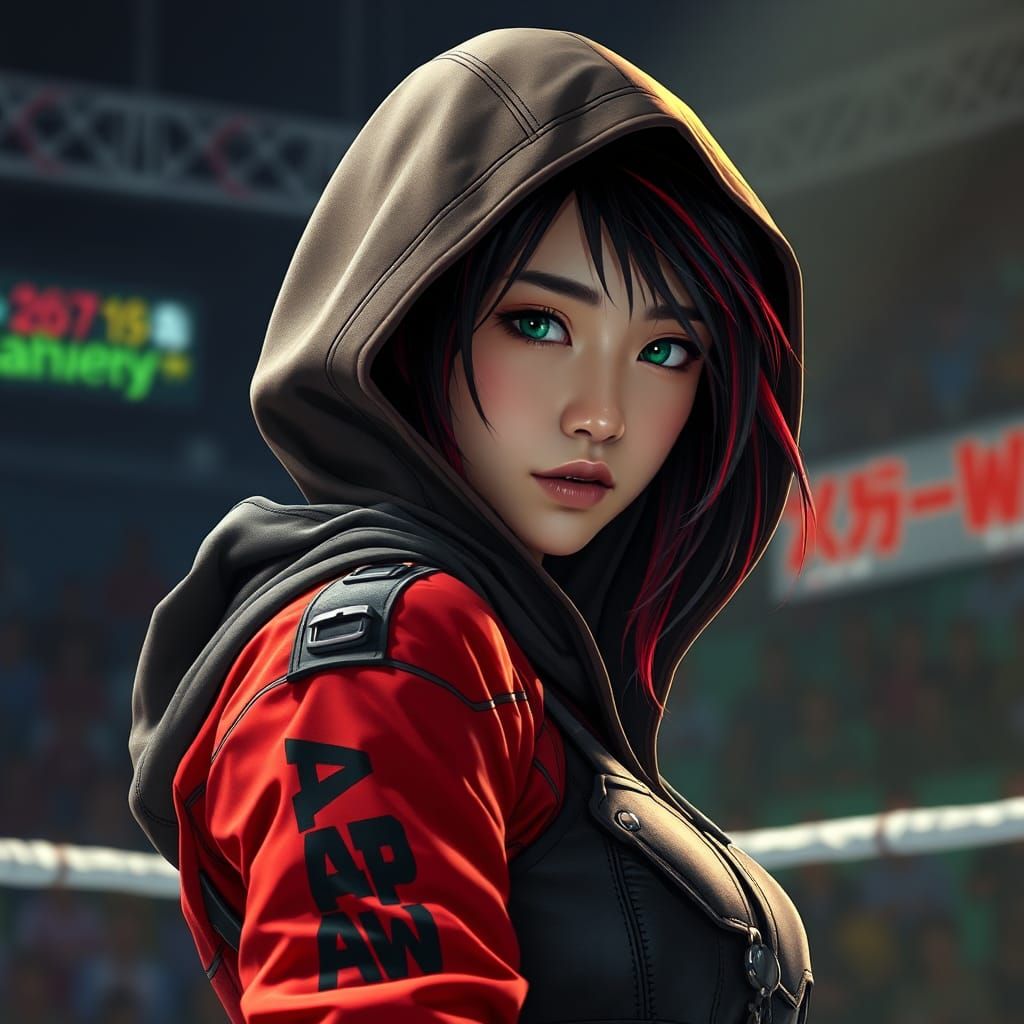Hyperrealistic Wrestler in Assassin Uniform