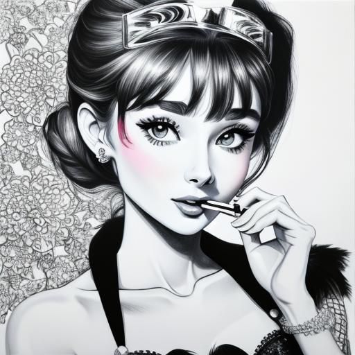 Breakfast at Tiffany's: Black and White Marker Art