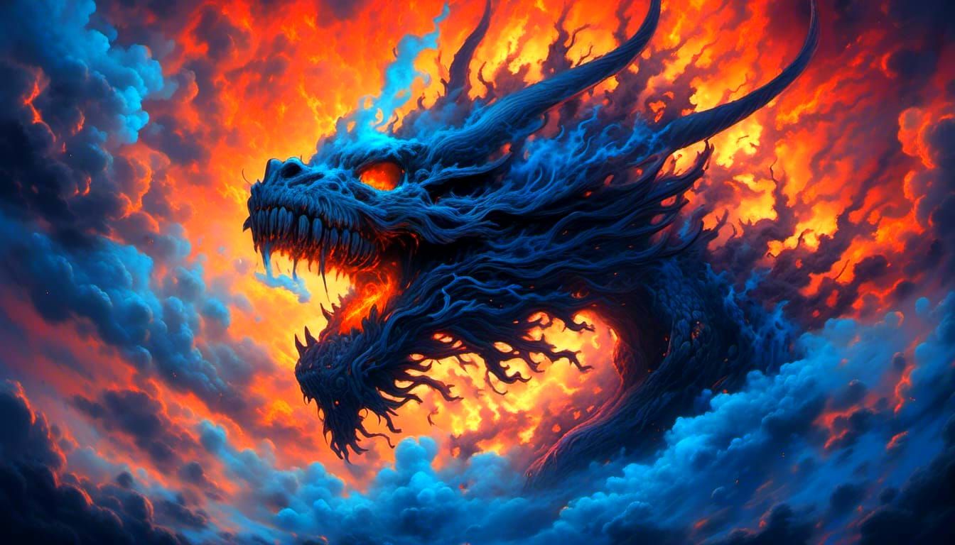 Smoking Skull Dragon in Anime Style