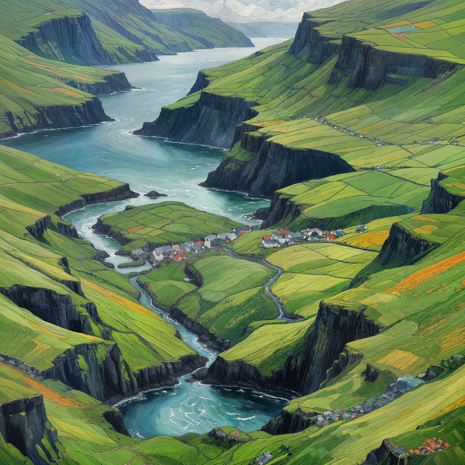 Faroe Islands: Neo-Impressionist Expressionist Oil Painting