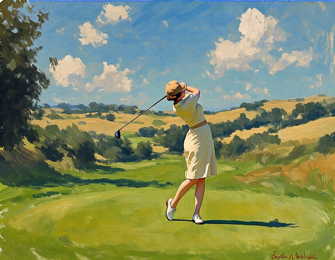 Elegant Lady Golfer in Impressionist Style