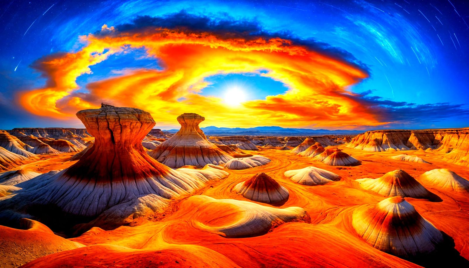 Epic Bisti Badlands Landscape with Star Trails