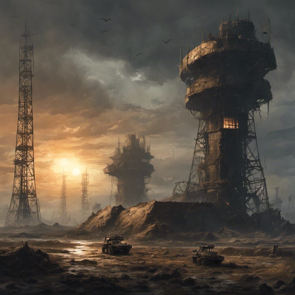 Post-Apocalyptic Landscape in Dark Fantasy Style