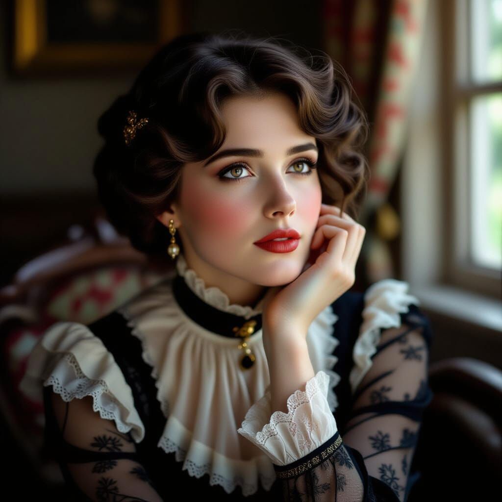 Gibson Girl Portrait in Chiaroscuro Lighting