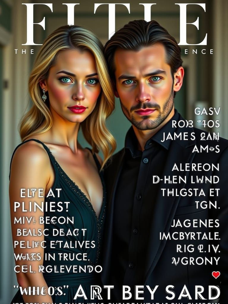 Blonde Woman with Green Eyes in Mucha Style