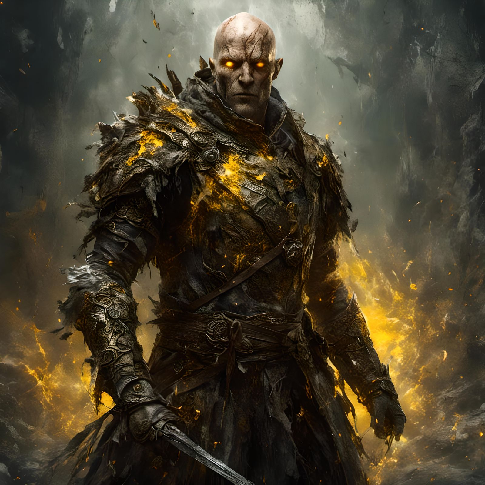 Detailed Earth Genasi Fighter Illustration