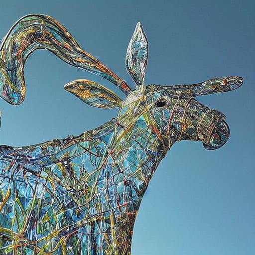 Glass Blown Donkey Sculpture in Pastel Field