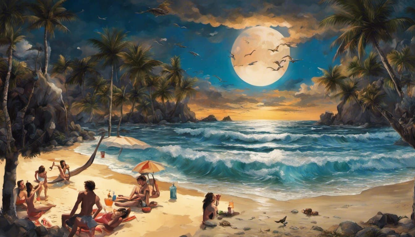 A family holiday in a tropical beach  paradise