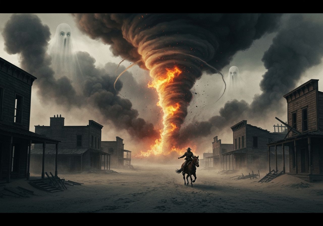 Apocalyptic Western Rider in a Sandstorm