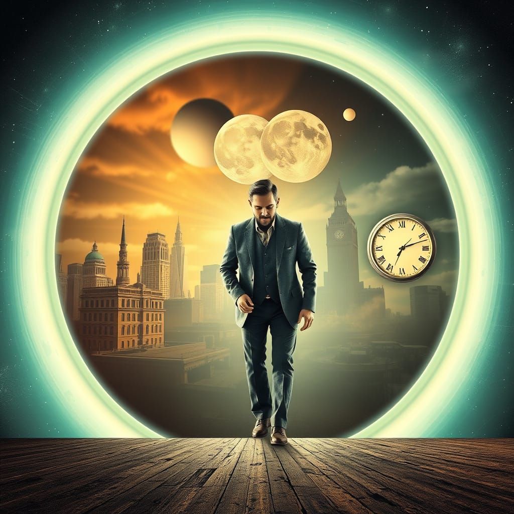 Man Steps Through a Retro Time Vortex