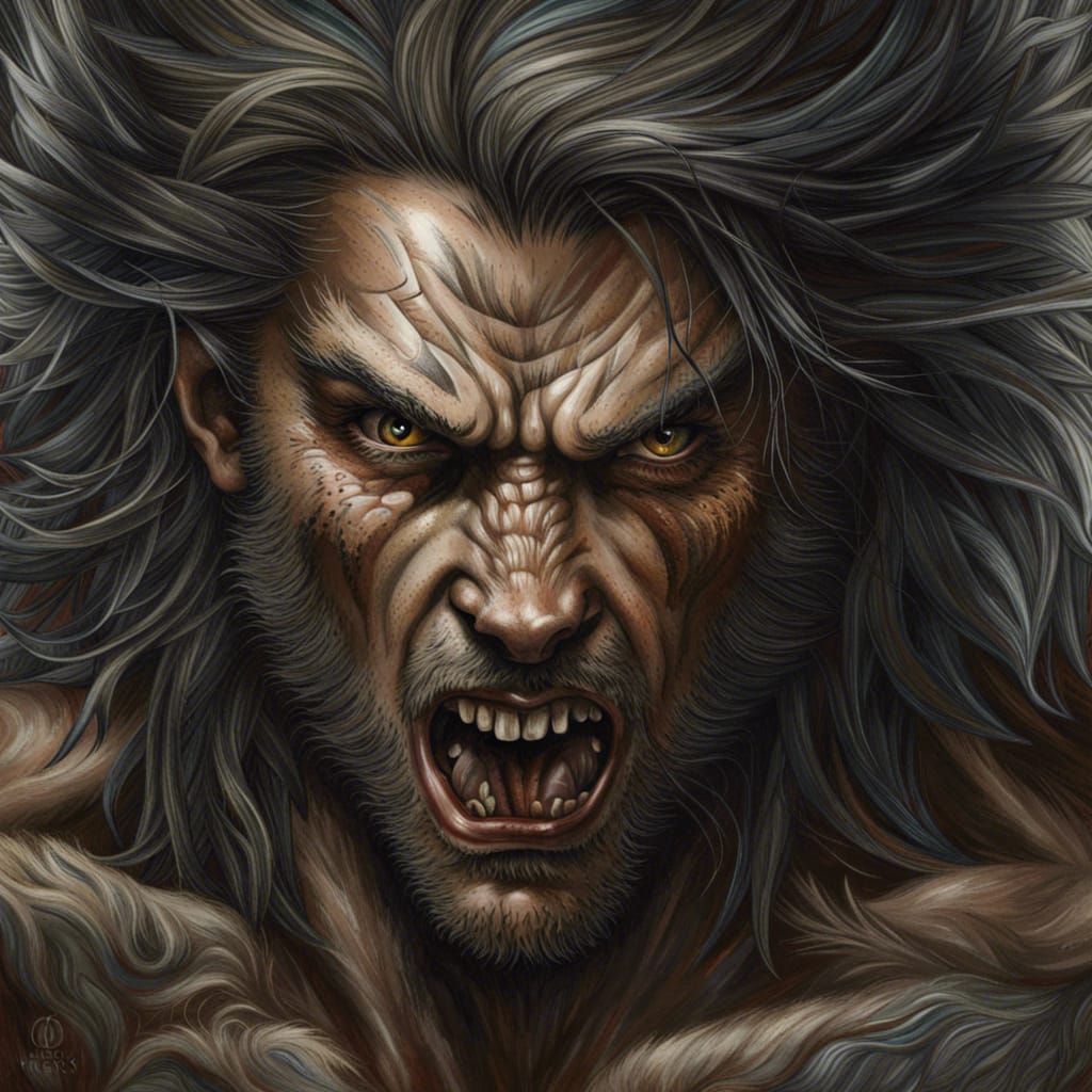 Werewolf Transformation: Hyperrealistic Comic Book Art