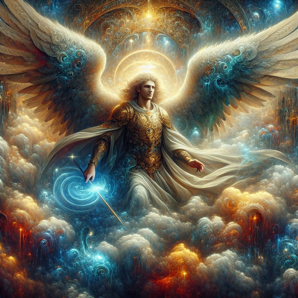 Archangel Barachiel: Detailed Matte Painting in 8K