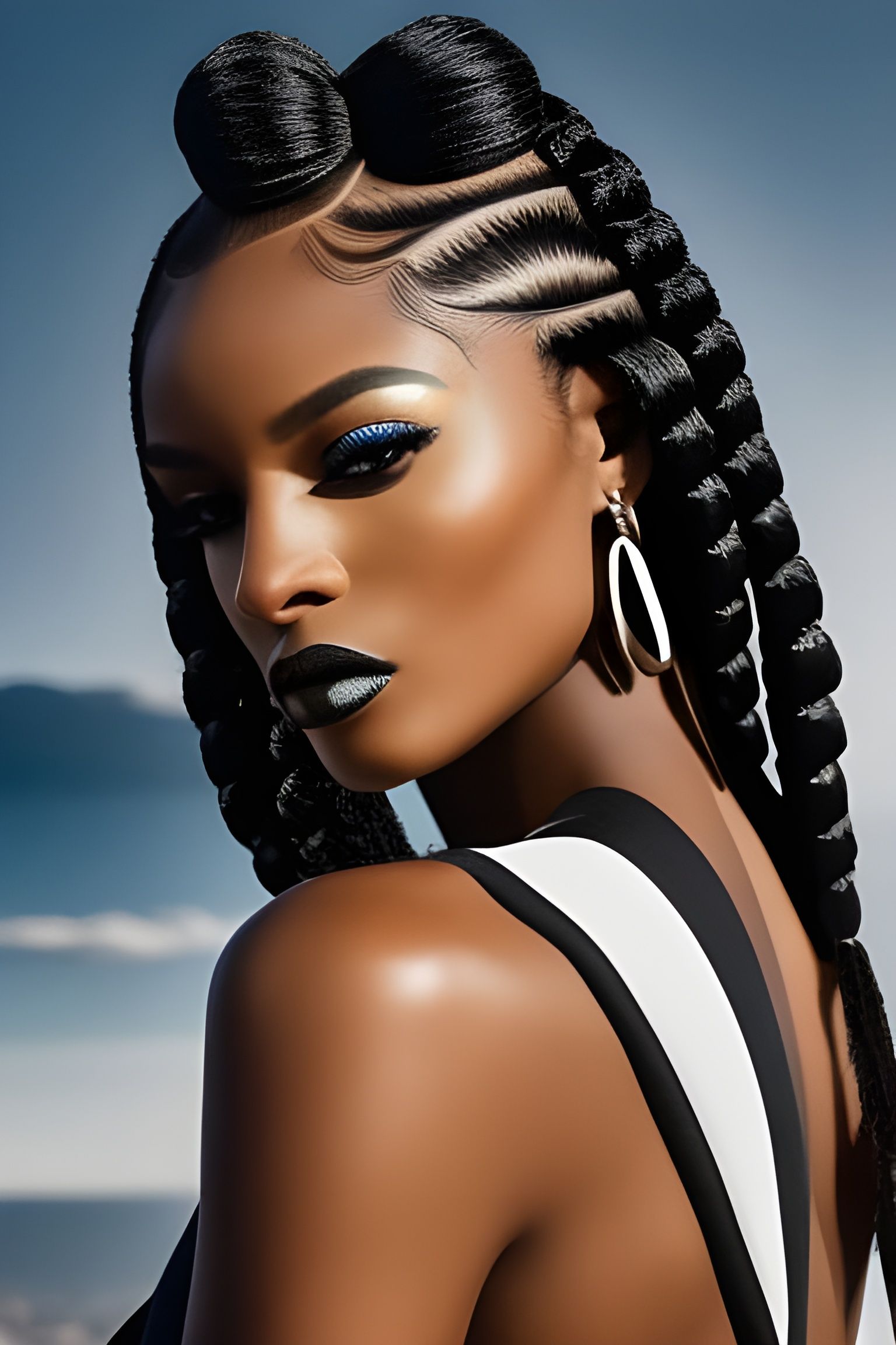 Fashionable Black Woman Under Starry Night Sky