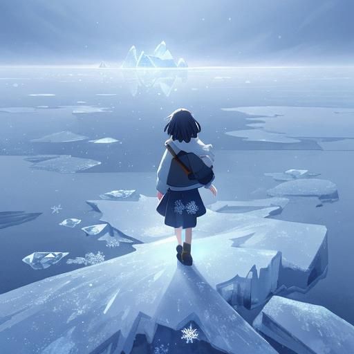 Frozen World: Ice Landscape in 3D Anime Art